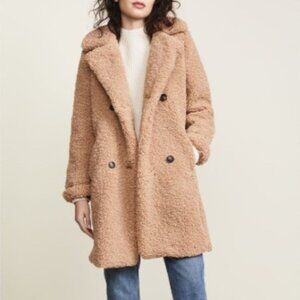 MKT Studio Beige Teddy Coat Women’s Size 38 Medium Faux Shearling Jacket